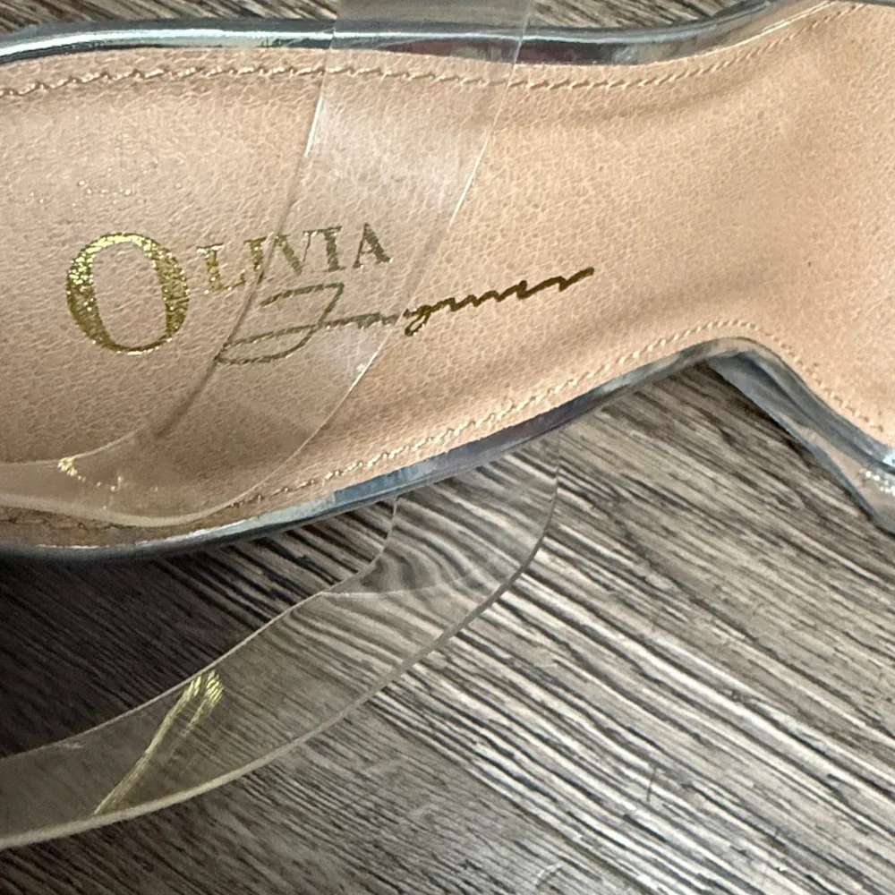 Olivia Jaymes Rhinestone Plastic Metalic Strappy Sandals - Picture 2 of 4